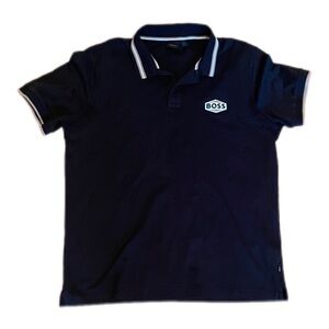 BOSS Navy Polo Shirt with White Accents